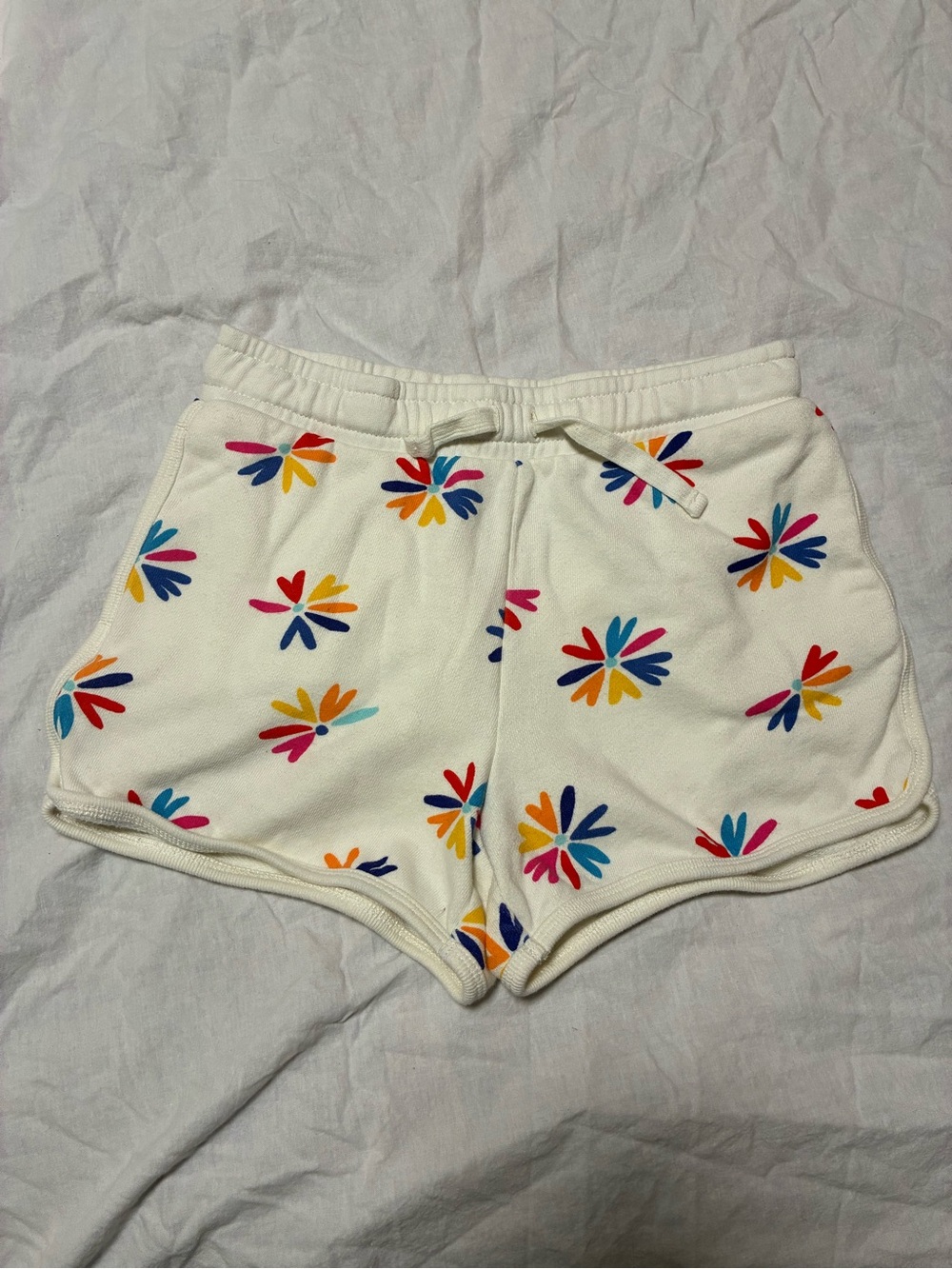 Primary White Shorts with Multicolor Floral Prints